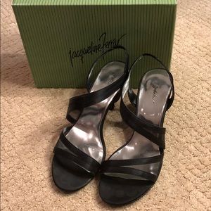 Black Satin 3” heel Sandals
